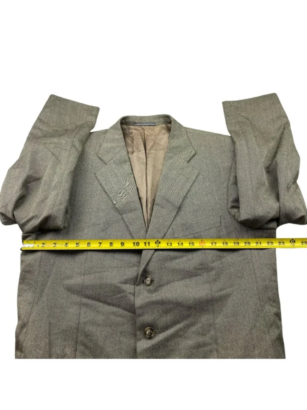 Ermenegildo Zegna Men's Silk/Wool 3-Button Blazer Beige Herringbone • 46R US